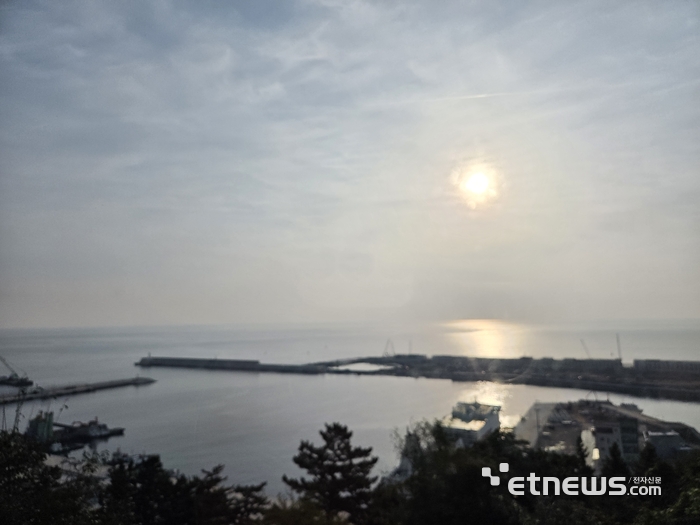 울릉공항 건설현장 전경. (사진=박효주기자)
